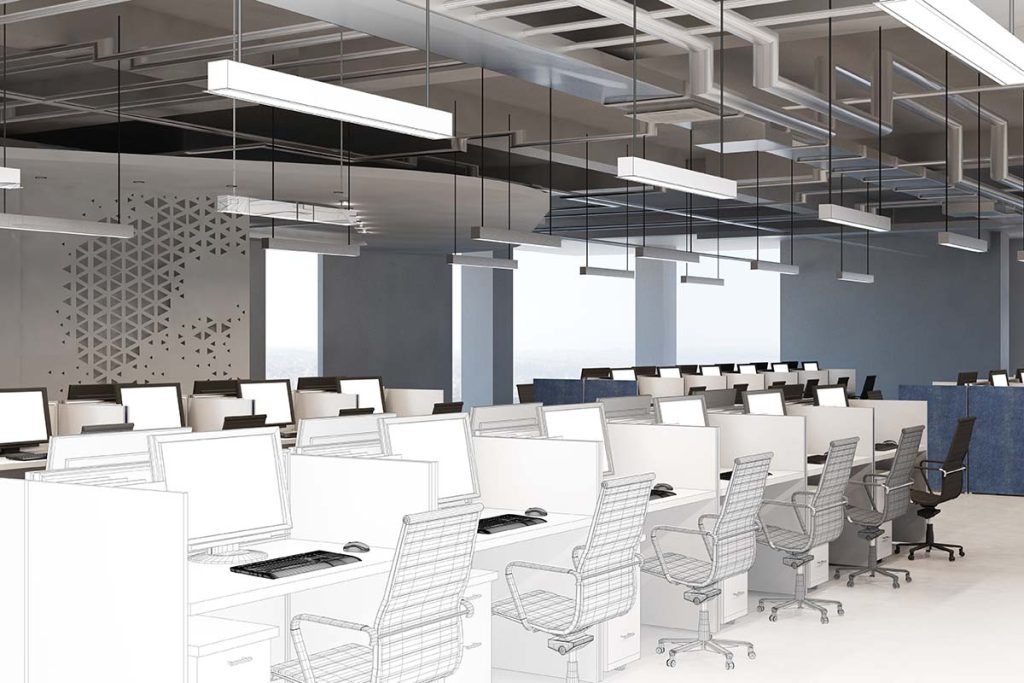 Contemporary wooden, concrete and glass meeting room interior with empty white mock up banner, furniture and partitions. Workplace concept. 3D Rendering